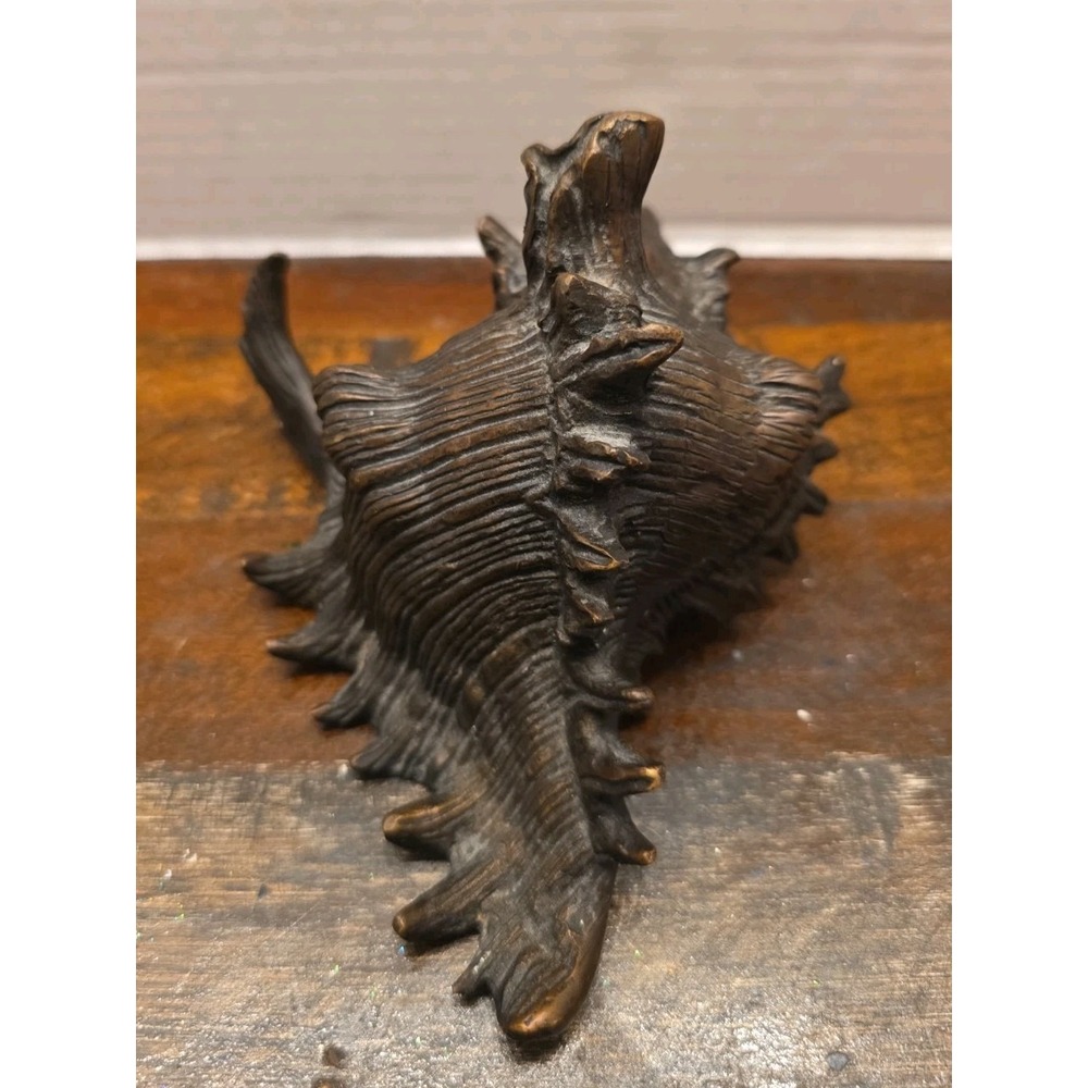 Vintage Solid Cast Bronze Brass Spiny Murex Conch Sea Shell Sculpture - Picture 4 of 10